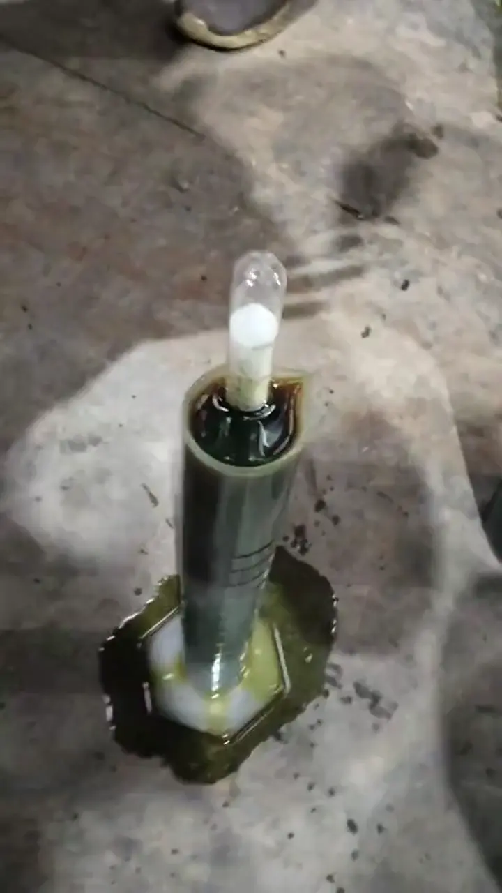 Industrial oil sample under examination